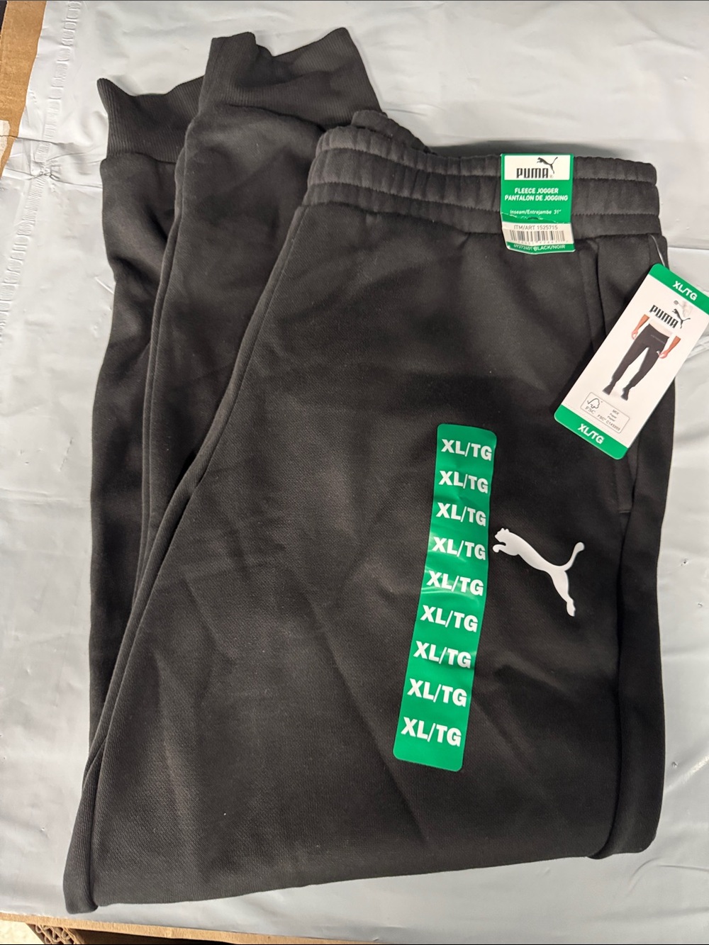 Puma Black Fleece Joggers with White Logo